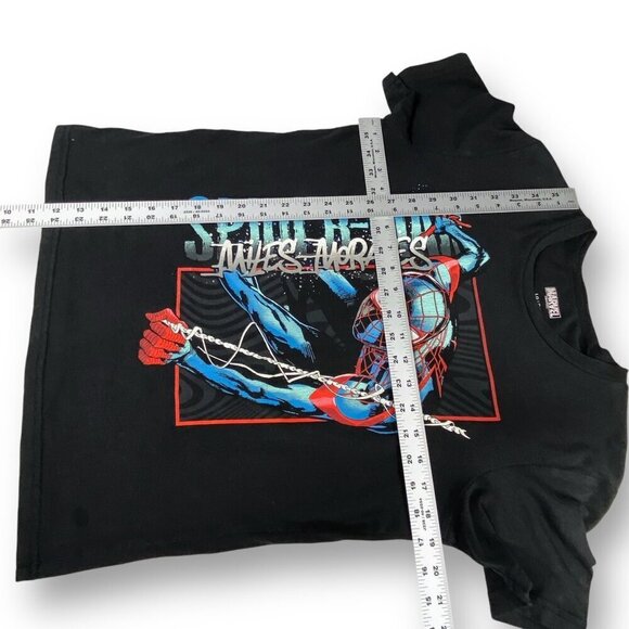 Marvel Spider-Man Miles Morales T-Shirt Youth Sz LG Black Graphic Short Sleeve - Picture 6 of 9